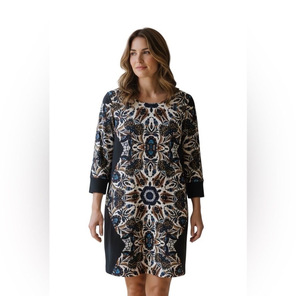 CORY Baroque Print Shift Dress Talla 2 – 3/4 Sleeve